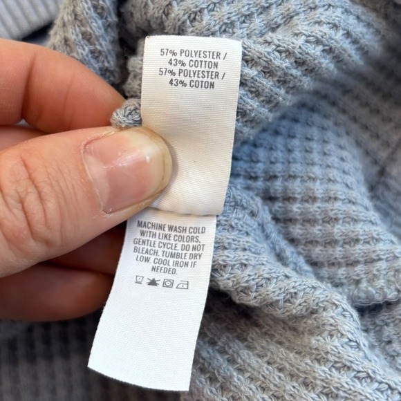 Aerie Womens Oversized Waffle Knit Crewneck Sweatshirt Light Blue Medium - Picture 10 of 16